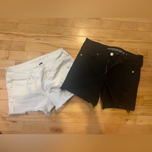 Two pair of American Eagle denim shorts size 8 black and white